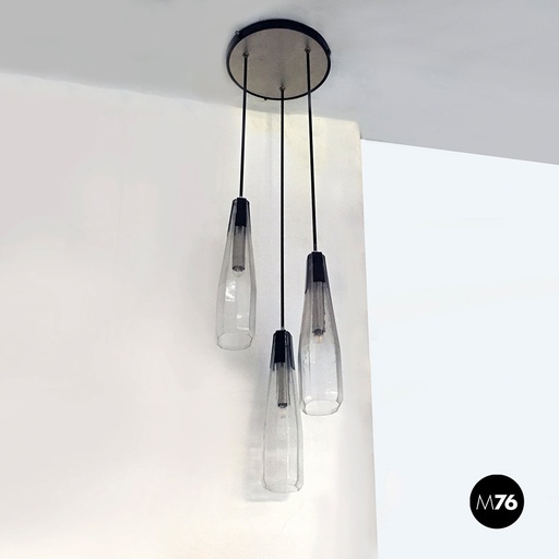 [2220001699] Lampadario a tre luci in vetro di Murano, 1970 ca.