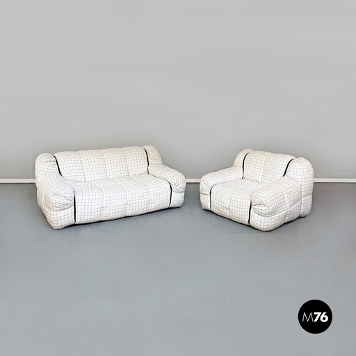 [2220001765] Divano e poltrona Strips disegnati da Cini Boeri per Arflex, 1970 ca.