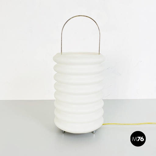 [2220002024] Lampada da tavolo in vetro di Murano opalino di Paola Navone per Antonangeli, 2000 ca. 