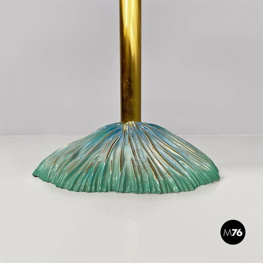 [2220002091] Tavolo da pranzo in ceramica e ottone, 1980 ca.