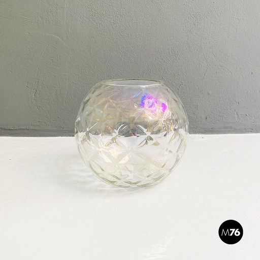 [2220002238] Vaso in vetro trasparente stampato, 1980 ca.