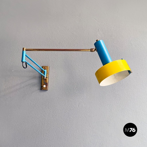 [2220002311] Lampada a braccio giallo e blu, 1950 ca.