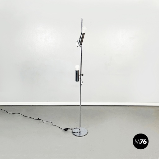 [2220002325] Lampada da terra regolabile in metallo cromato, 1970 ca.