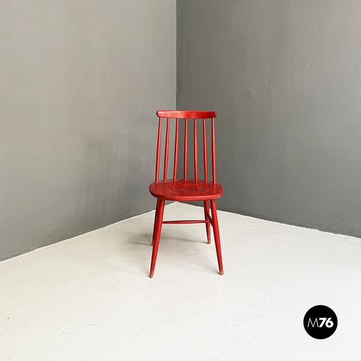 [2220002468] Sedia in legno rossa, 1960 ca. 