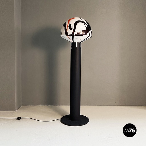 [2220002486] Lampada da terra in metallo e vetro di Murano, 1970 ca. 