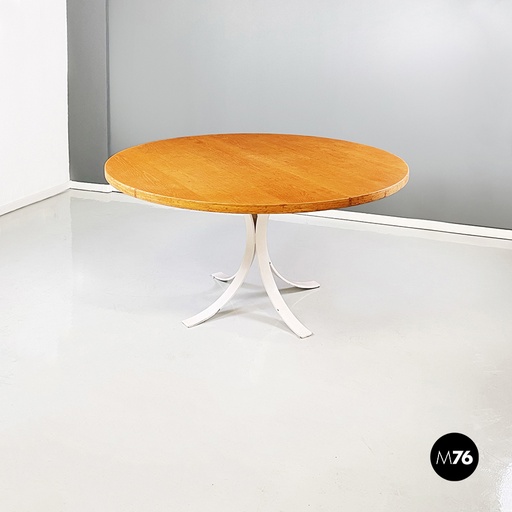 [2220003042] Tavolo da pranzo in legno e metallo bianco, 1970 ca.